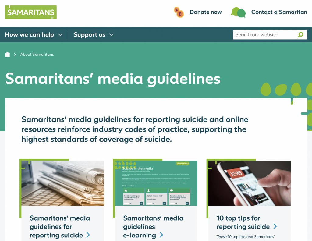 Samaritans' Media guidelines