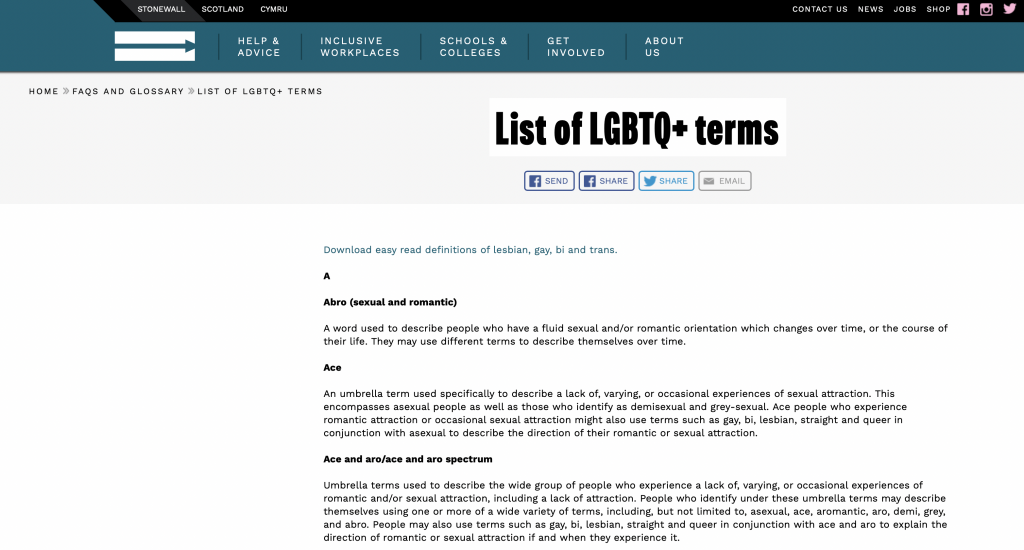 Stonewall glossary