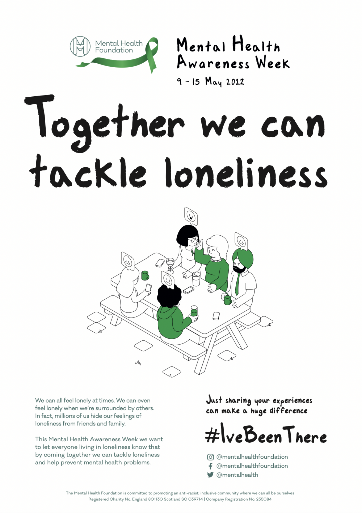 Text: together we can tackle loneliness. Mental Health Foundation 