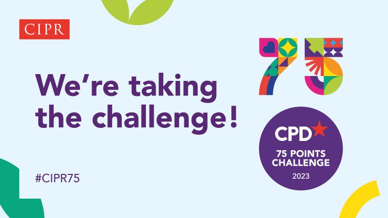 CIPR We're taking the challenge! 75th anniversary graphic