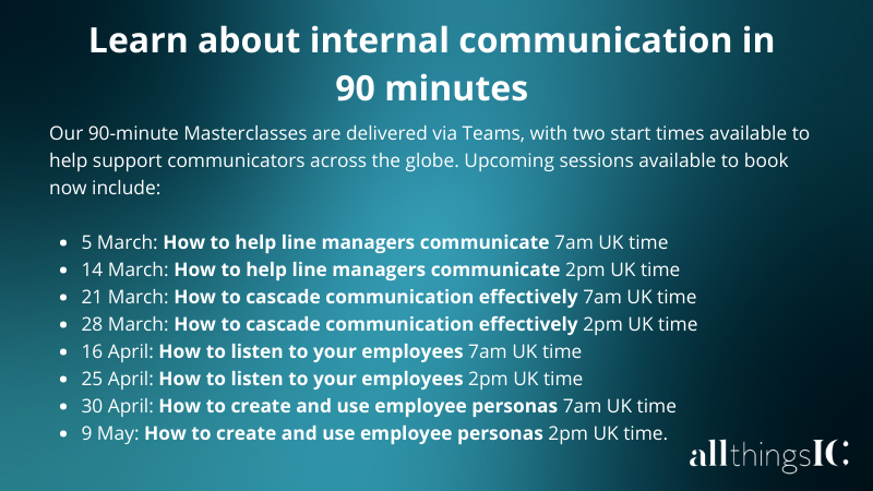 A list of 90-minute Masterclass dates available to book onto.