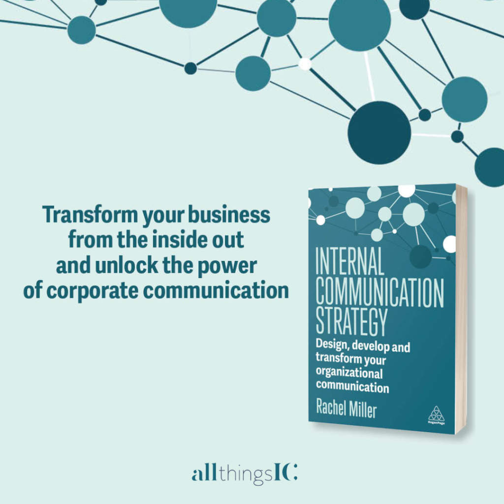 Rachel's book. Text: Transform your business from the inside out and unlock the power of corporate communication